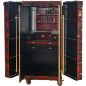 Casa Padrino luxury bar cabinet with wheels bordeaux red/brass 110 x 50 x H. 170 cm - Suitcase cabinet in retro look - Retro style wine cabinet - Bar furniture - Luxury furniture
