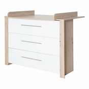 Bela/v naravni barvi nizka otroška komoda v hrastovem dekorju s previjalnim pultom 112x98 cm – Roba