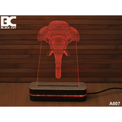 Black Cut 3D Lampa jednobojna - Slon ( A007 )