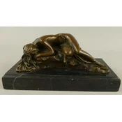 Casa Padrino luxury bronze sculpture sleeping woman bronze/black 22 x 11 x H. 10 cm - Bronze figure with marble base - Desk decoration accessories