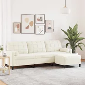 Trosjed s tabureom Krem 210 cm baršunasti