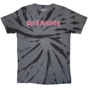 Iron Maiden Logo (Wash Collection) Charcoal Grey L Majica