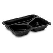 Posoda za meni (PP) 3-delna črna 227 x 178 x 40 mm 980 ml [50 kos]