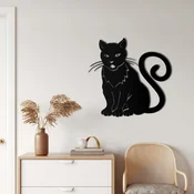 WallXpert metalni zidni ukras 5028, macka koja sedi sa uvijenim repom, 61 x 58 cm, crni