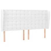 Vidaxl Vzglavje z ušesi belo 203x23x118/128 cm umetno usnje