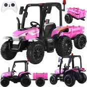 Velik traktor s prikolico 4x4 – roza