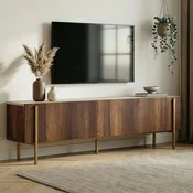 Hanah Home TV komoda Nexus, 180 cm, travertin / orah Barok / zlatna