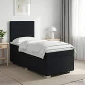 vidaXL Postelja boxspring z vzmetnico Črna 100 x 200 cm Blago