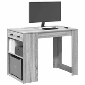 Vidaxl vidaXL Pisalna miza s predalom in polico, siva sonoma hrastova barva, 102x62x77,5 cm