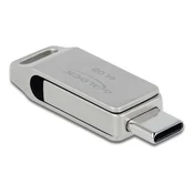 DeLOCK USB-C + Type-A memorijski stick 64GB, metalno kućište, srebrni
