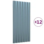 Vidaxl Strešne plošče 12 kosov cinkano jeklo sive 80x36 cm