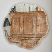Casa Padrino luxury wall mirror in tree disc design white/beige 101 x 2.5 x H. 98 cm - Living room mirror - Bedroom mirror - Wardrobe mirror - Luxury furniture - Luxury interior - Luxury quality