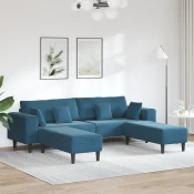 Sofa 3 pcs Plava 250 x 188 x 76 cm Baršun