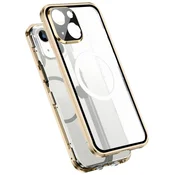 Overboard Magnetni ovitek MagSafe z dvojnim steklom za iPhone 13, zlat