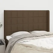 Vidaxl vidaXL Vzglavje s krilci temno rjavo 147x16x118/128 cm blago