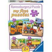 Ravensburger Moja prva sestavljanka Živali na gradbišču 4v1 (2,4,6,8 kosov)