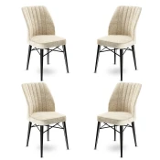 Hanah Home Set 4 trpezarijske stolice Flex Krem-Crni