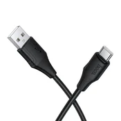 Hoco USB-A na USB-C kabel Hoco 3A, silikonski, 1 m, X124, črn