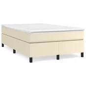 Vidaxl Posteljni okvir z vzmetmi krem 120x200 cm umetno usnje