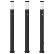 Vidaxl Stebričke s senzorjem in vtičnico 3 kosi 110 cm nerjaveče jeklo IP44