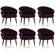 Casa Padrino Luxury Dining Chair Set of 6 Purple/Black/Beige - Kitchen Chairs with Armrests - Dining Room Furniture - Restaurant Furniture - Hotel Furniture - Luxury Furniture