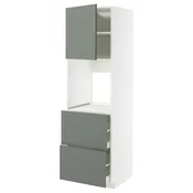 METOD / MAXIMERA Vis.el.pecn. s fiok/2front/2g.fioke, bela/Nickebo mat sivozelena, 60x60x200 cm