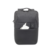 RIVACASE 8861 Lantau Collection Mélange Backpack for MacBook Pro and Ultrabook Faux Leather Polyuritane Polyester Waterproof Zipper Black 8861