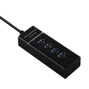 Cadorabo CADORABO 4-PORT USB 3.0 Več-interface Plug & Play z USB 3.0, 4 USB 3.0 vtičnice in USB-C polnilnim pristaniščem za prenosnike v črni barvi, (20548678)
