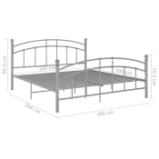 VIDAXL Posteljni okvir siv kovinski 180x200 cm