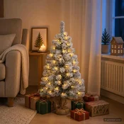 Vidaxl Mini božično drevesce, zasneženo 90 cm 50 LED Toplo bela PVC