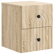 vidaXL Stenski nočni omarici s predalom Sonoma hrast 33 x 34,5 x 40 cm