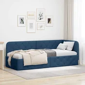 Vidaxl Kotna postelja z vzglavjem Modra 80 x 200 cm blago