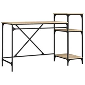 Vidaxl Pisalna miza s policami sonoma hrast 135x50x90cm inženirski les