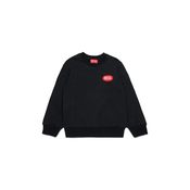 Otroški bombažen pulover Diesel SPATCH OVER SWEAT-SHIRT črna barva, J02482