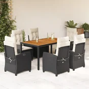 Vidaxl Patio Dining Set 6 kos 6-sedežni Black and Cream