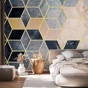 shumee Foto tapeta - Modri geometrijski vzorec