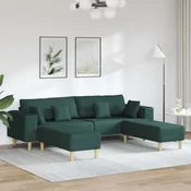 vidaXL vidaXL Kavč z blazino 3 pcs Temno zelena blago, (5000138083)