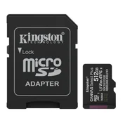 KINGSTON memorijska kartica microSDXC 512 GB  Canvas Select Plus, Class10 A1 UHS-I U3 V30, 150 MB/s + SD adapter (SDCS3/512GB)