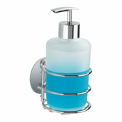 WENKO 18777100-Dozator tecnog sapuna TURBO-LOC RUND STAHL 7,5x16,5 cm sjajni hrom/bela