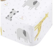 Bela napenjalna otroška rjuha za posteljico 70x140 cm Roarsome Animals – Catherine Lansfield