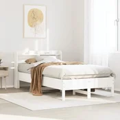 shumee vidaXL Posteljni okvir brez vzmetnice bel 100x200 cm masiven borov les