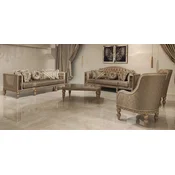 Casa Padrino luxury baroque living room set gold/gray/gold - 2 Baroque Sofas & 2 Baroque Armchairs & 1 Baroque Coffee Table - Luxury furniture in baroque style - Noble & Magnificent