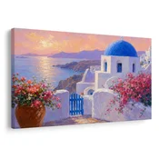 Slika santorinska obala ob sončnem zahodu - 90x60