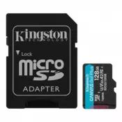 SDXC KINGSTON micro 128GB Canvas GO Plus, 170/90MB/s, C10, UHS-I, U3, V30, A2 (SDCG3/128GBSP) (150699)