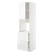 METOD / MAXIMERA Vis.el.pecn. s fiok/2front/2g.fioke, bela/Voxtorp v. sjaj bela, 60x60x220 cm