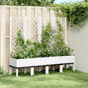 Vidaxl vidaXL Vrtno korito z rešetko, belo, 160x40x142 cm, PP