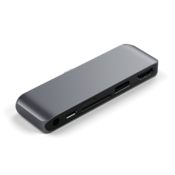 Satechi Mobilna Pro USB-C prikljucna stanica, 1 x USB-C PD, 1 x 4K HDMI, 1 x USB 3.0, MicroSD, 3,5 mm audio, siva