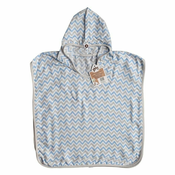 XKKO BMB skandinavski pončo iz bambusa Chevron, modro modra, velikost 2
