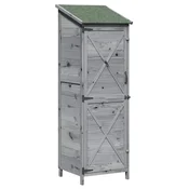 Vidaxl Vrtno skladišče s streho Siva 59,5 x 56 x 176,5 cm Trdna smreka