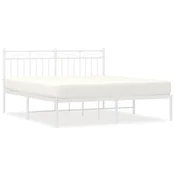 Vidaxl Kovinski posteljni okvir z vzglavjem bel 150x200 cm